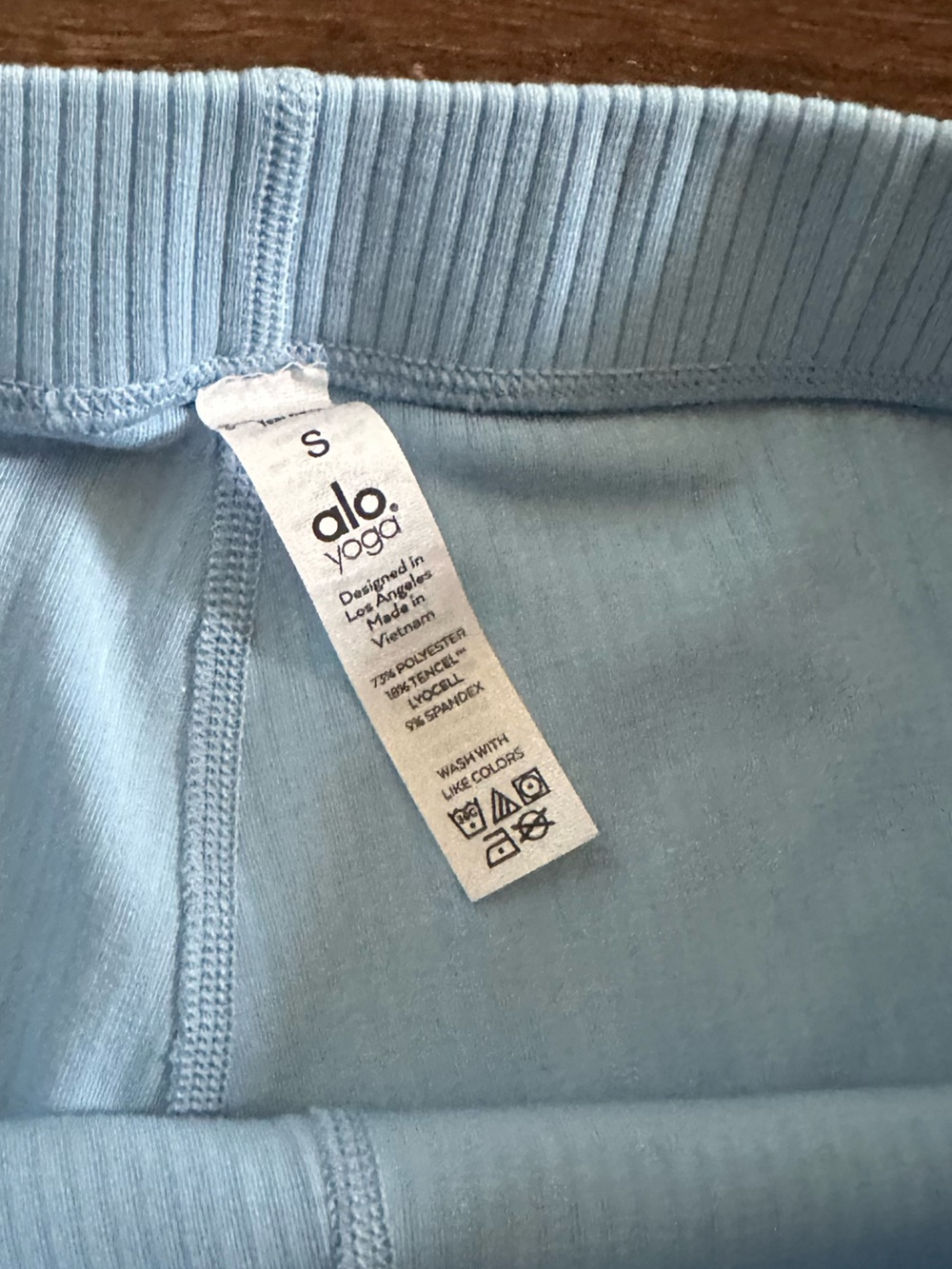 Alo-Ribbed High-Waist 7/8 Blissful Legging-Blue size S - Picture 2 of 6